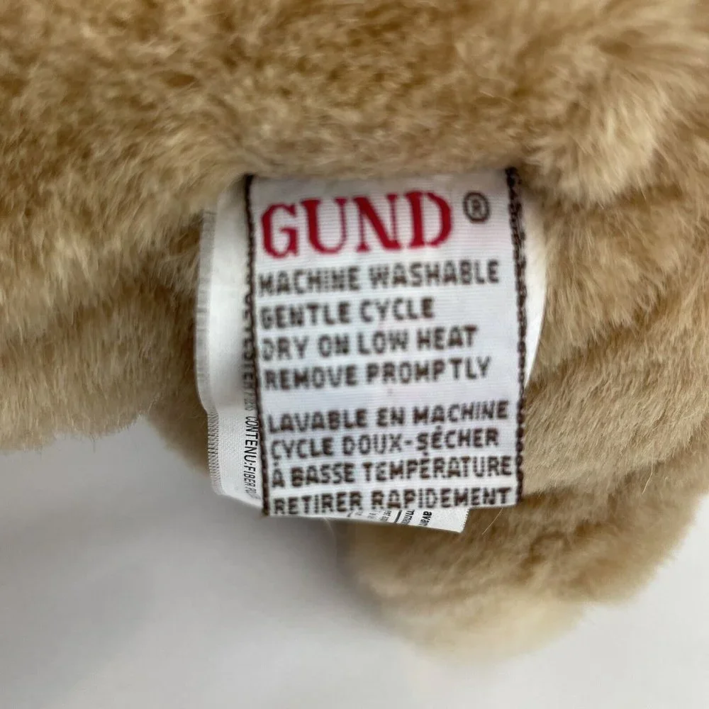 RARE Gund Checkers Teddy Bear 8”‎ Plush #2209 Plaid Bow Tan Vintage 1993 HTF